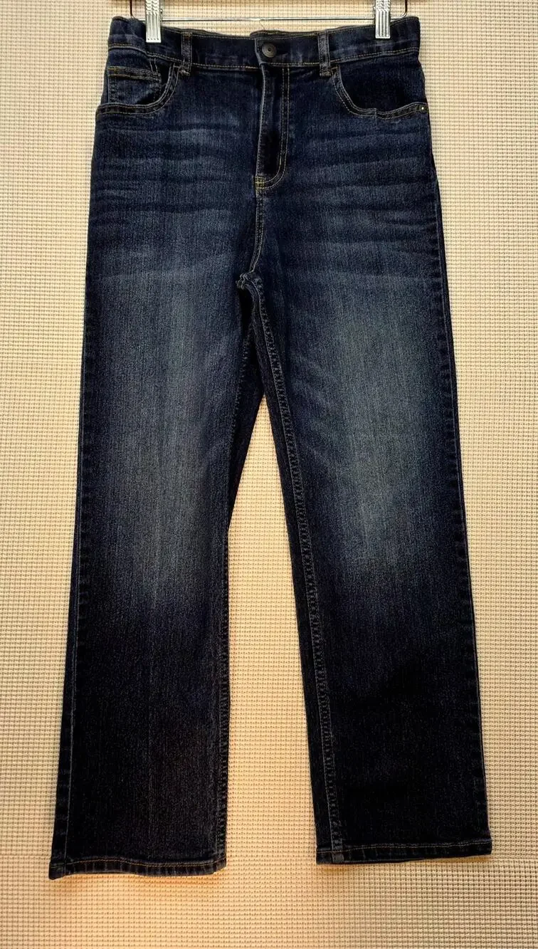 OshKosh B'gosh Boys Classic Straight Leg Jeans Dark Wash Stretch 12R Adjustable